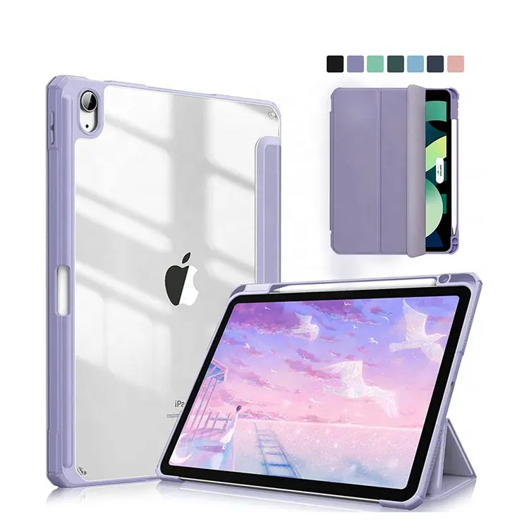 Per iPad case 2021 Mini 6 Pro 11 custodia di nona generazione 10.2 2018 9.7 5/6th Air 2/3/4 10.5 10.9 PU Cover trasparente in silicone Funda
