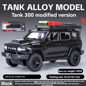 1:24 ölçekli Diecast Model tankı 300 Off-Road modifikasyon ses işık geri çekme kapı açık Metal araba modu dekorasyon toplamak için - Product Image 5