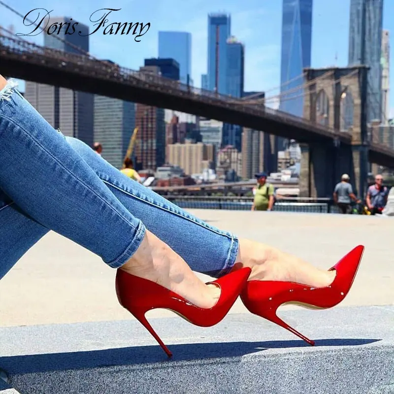 Zapatos formales de Punta puntiaguda para mujer, calzado de vestir con suela personalizada roja
