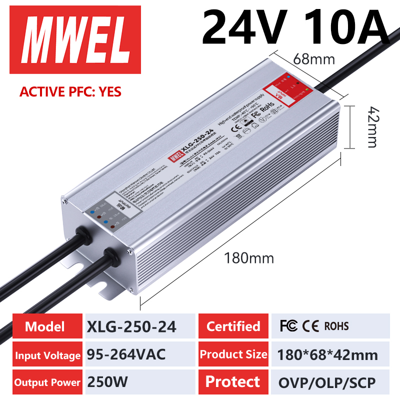 Xlg-250-24-24v10a พร้อมฟังก์ชัน PFC