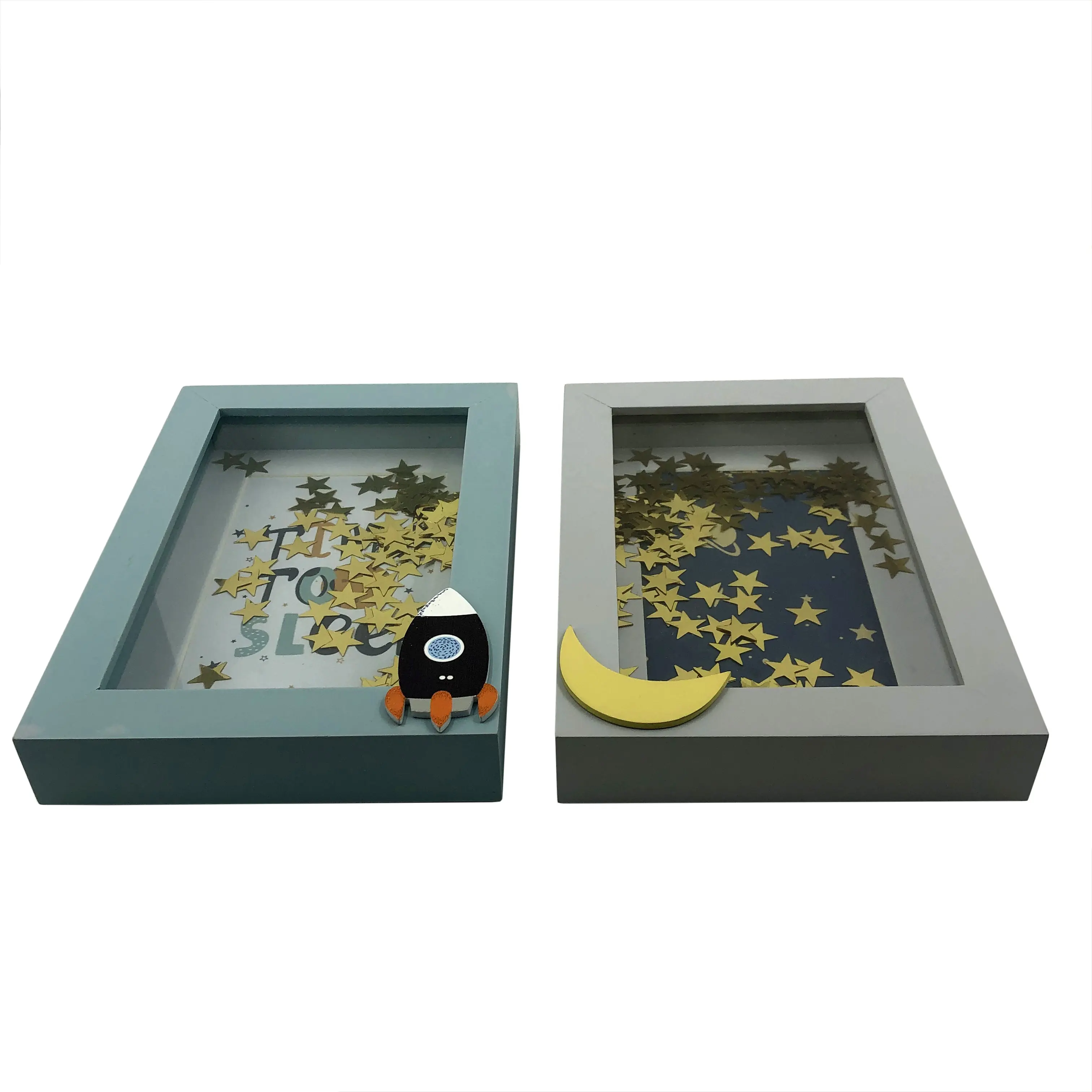 Moldura de madeira para exibição de mesa, caixa de sombra personalizada 3d mdf para fotos e decoração