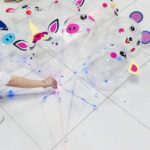 20 Inch clear <strong>Globos</strong> with Cute Animal Stickers 70cm Handle and Colorful Light <strong>Led</strong> Light up Bobo Balloons - Product Image 4