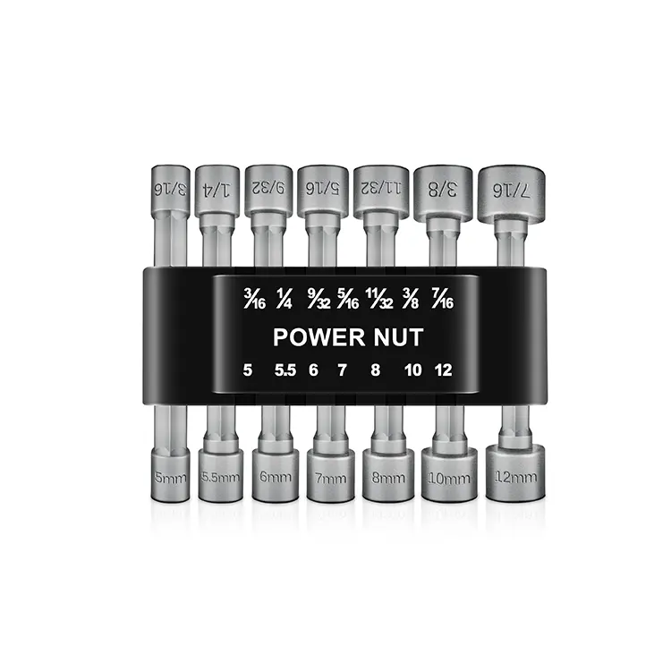 14 Piece Power Nuts Driver Broca Conjunto de Ferramentas, 1/4 polegada Driver Hex Metric & SAE Soquete Chave Parafuso para Ferramentas Elétricas