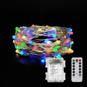 8 Funciones Temporizador 5m 10m Alimentado por batería Control remoto Fiesta Boda Hada Micro Led Alambre de cobre Luces de cadena