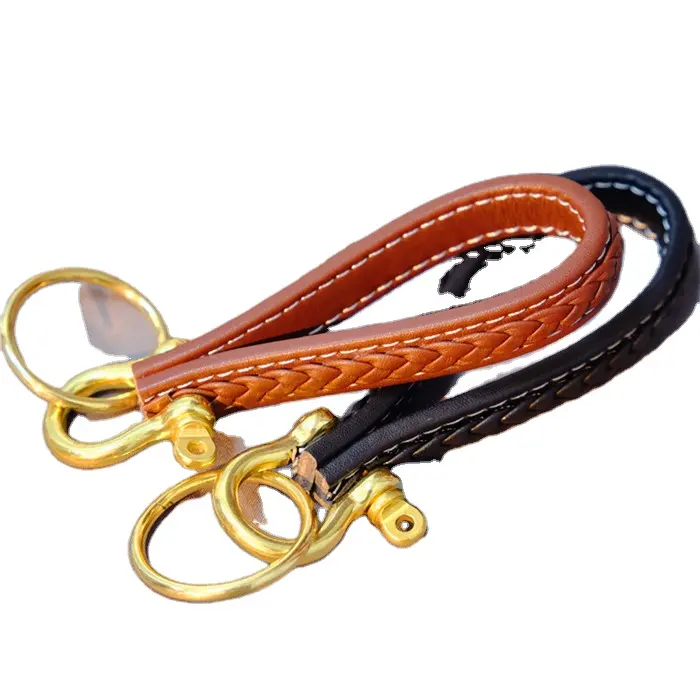 Custom creative brand brown Leather Keychains Gift with Logo, Stylish Car Key Ring