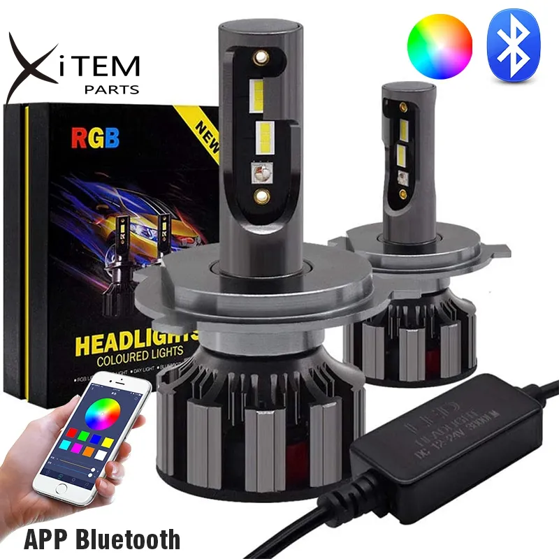 Ampoules LED multicolores pour phares de voiture, puces csp, H7, H11, rvb
