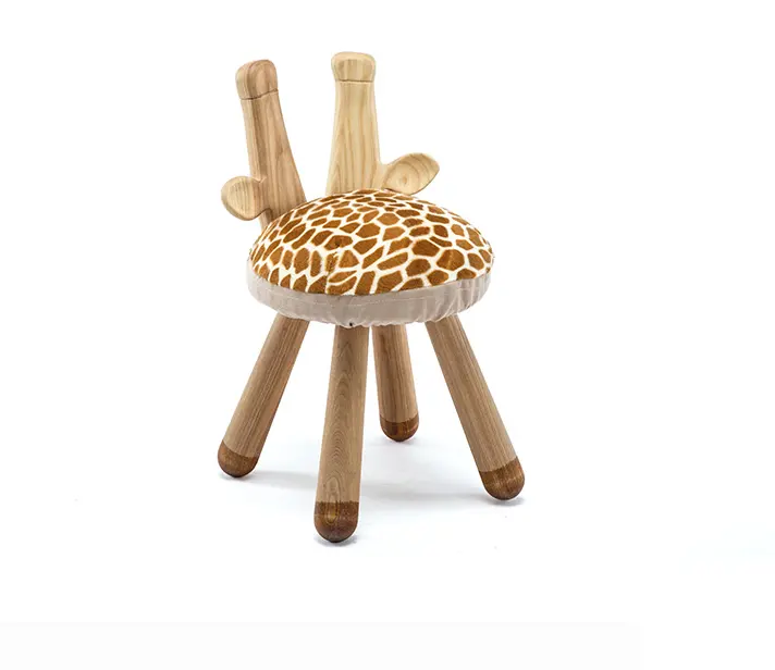WSZ 3101 Standard Solid Wood Stools Interesting Style Design Changing Settings Wooden Giraffe Stool For Children Funny Seat