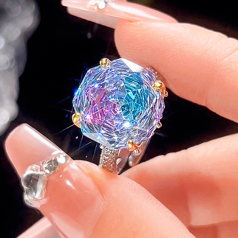 Bague rose et bleue de taille ajustable