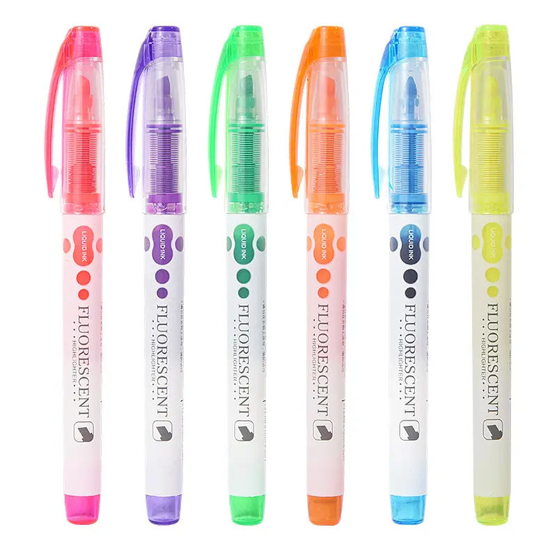 Marqueurs multi-couleurs Marqueur liquide pastel Surligneurs fluorescents Art School Stationery