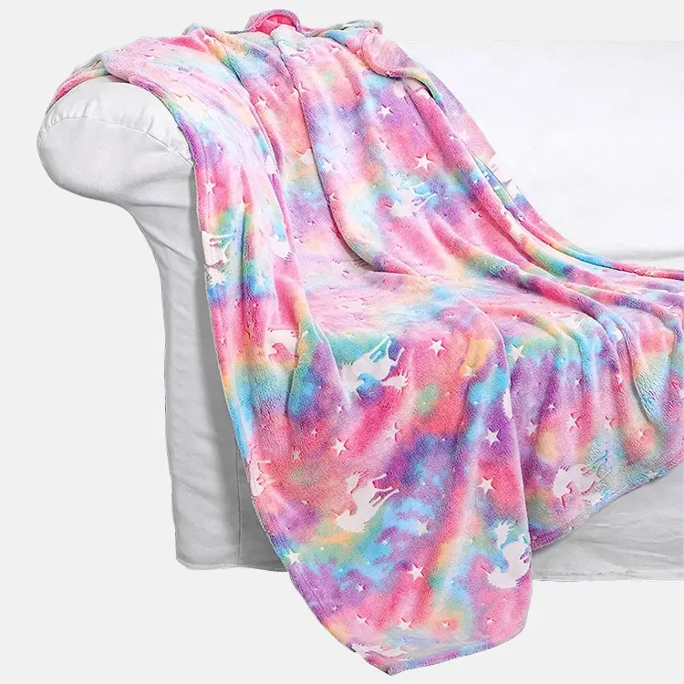 Regenbogen leuchtende Einhorn decke Baby leuchten in der dunklen Decke Flanell glüh decke