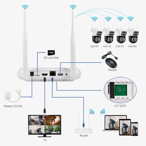 Icsee XMEYE ชุดกล้องรักษาความปลอดภัยในบ้านแบบไร้สาย8CH 6MP พร้อมเครือข่าย WiFi PTZ สองทางและระบบ NVR สำหรับการตรวจสอบในบ้าน