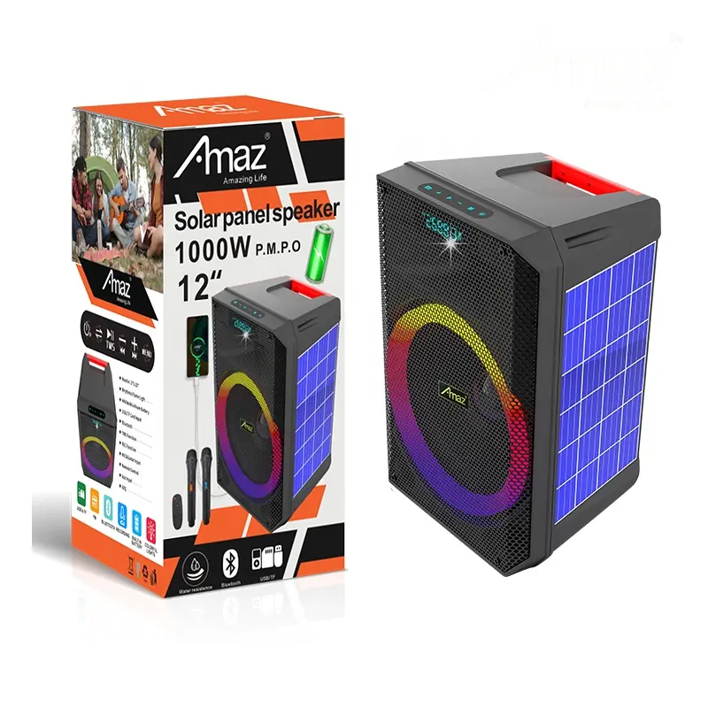 Carrello portatile per esterno Audio 12 pollici sistema altoparlante solare altoparlante impermeabile