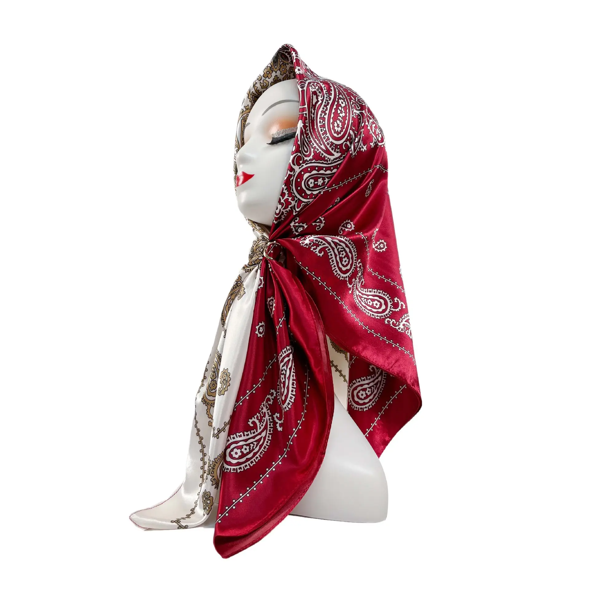 Nueva mezcla de colores patrón de anacardo seda mujer chal Europeo Americano transfronterizo bufanda de satén 90cm cuadrado al por mayor