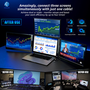 Triple Portable Monitor for Laptop 14&quot; Quad <strong>Display</strong>, <strong>LCD</strong> IPS Screen Extender for <strong>Programming</strong>/Trading, Compatible with Laptop MAC - Product Image 5