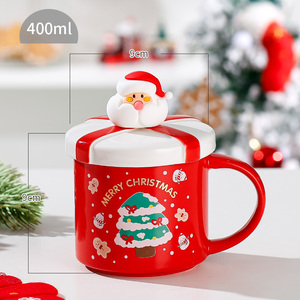 三次元サンタクロースエルクセラミックマグクリスマス手工芸品塗装クリスマス漫画セラミックカップ