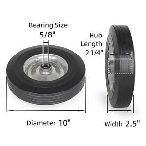 <strong>10</strong>&quot; X <strong>2</strong>.<strong>5</strong>&quot; Flat Free Solid Rubber <strong>Tire</strong> with <strong>5</strong>/8&quot; Axle Bore Hole, <strong>2</strong> 1/4&quot; Offset Hub, Replacement 4.<strong>10</strong>/3.50-4&quot; for Wheelbarrow - Product Image 2