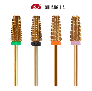 Shuangjia 6.8Mm Vàng <span class=keywords><strong>Tungsten</strong></span> <span class=keywords><strong>Carbide</strong></span> Nail Khoan <span class=keywords><strong>Bits</strong></span> 5 Trong 1 Côn Nail Bit Phay Cutter Cho Làm Móng Tay Móng Tay Phụ Kiện - Product Image 4