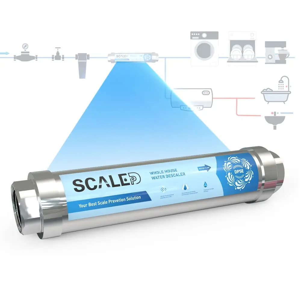 ScaleDp fácil de instalar, fácil de mantener es el sistema inhibidor de incrustaciones de agua que se puede utilizar para el tratamiento de agua de toda la casa.