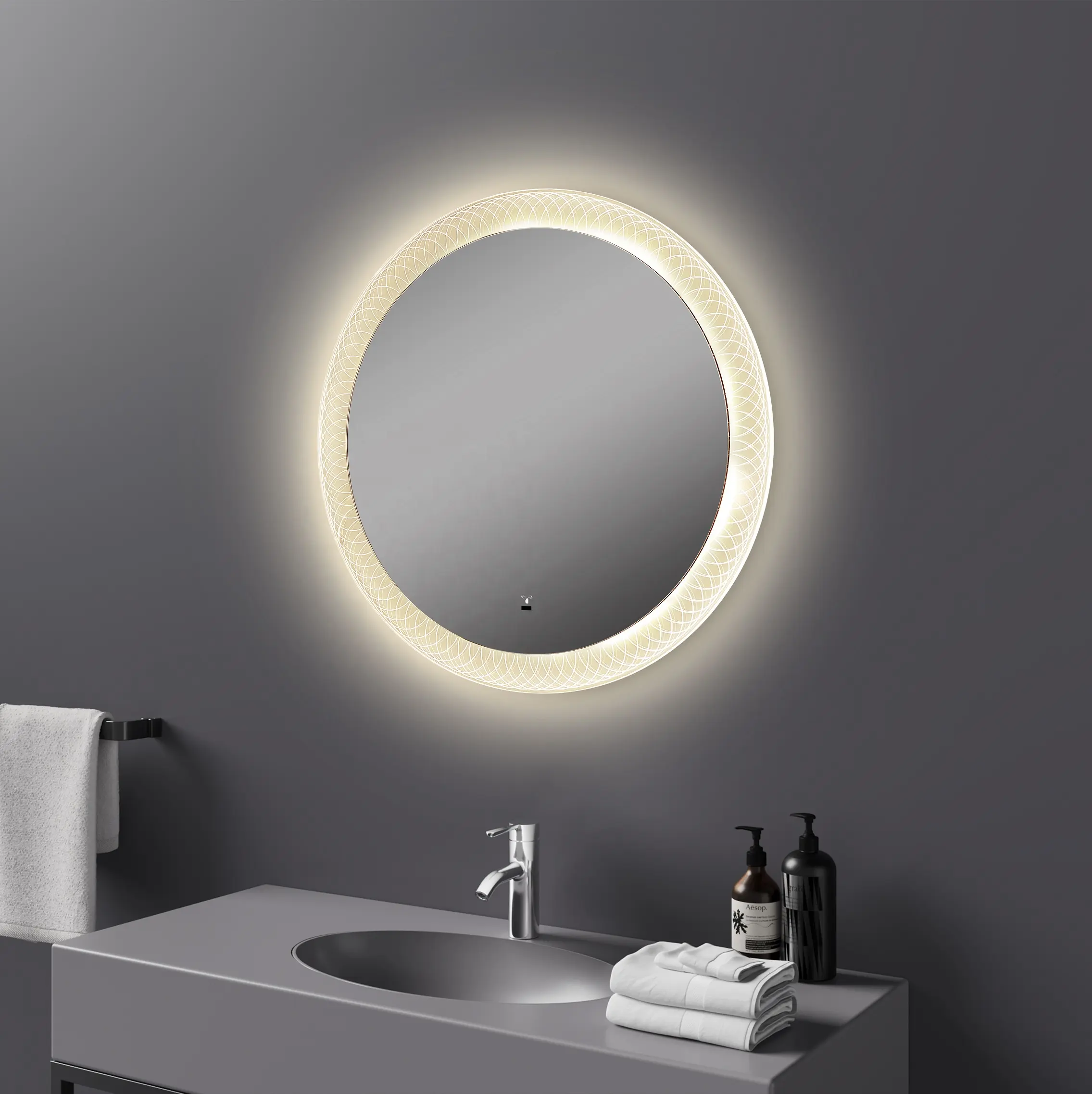 Bán Hot Vòng LED gương cảm ứng thông minh cảm biến chống sương mù thắp sáng tường phòng tắm gương với tay cảm biến chuyển động cho khách sạn sử dụng