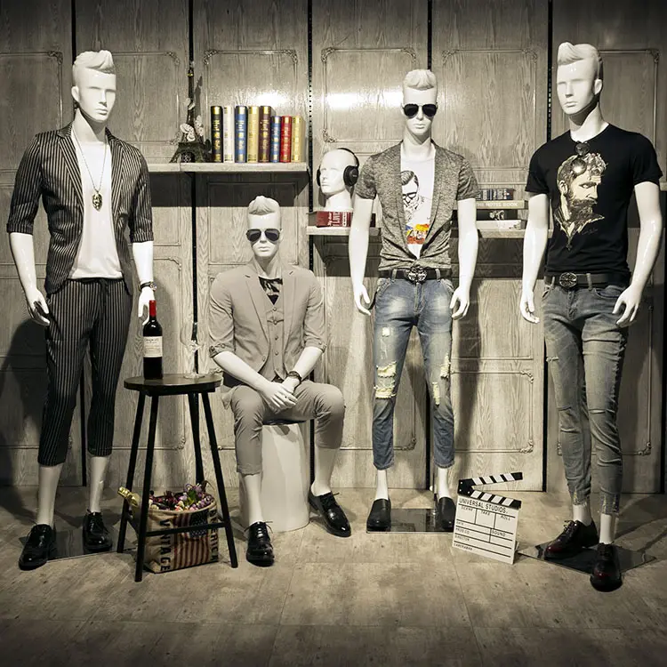 Fashion Whole Body Male Model Sitting Men Display Clothing White Fiberglass Shop Male Mannequin