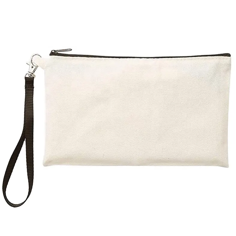 Borsa da viaggio per la bellezza del cotone all'ingrosso borsa cosmetica in tela con cerniera in oro con Logo personalizzato con nappa