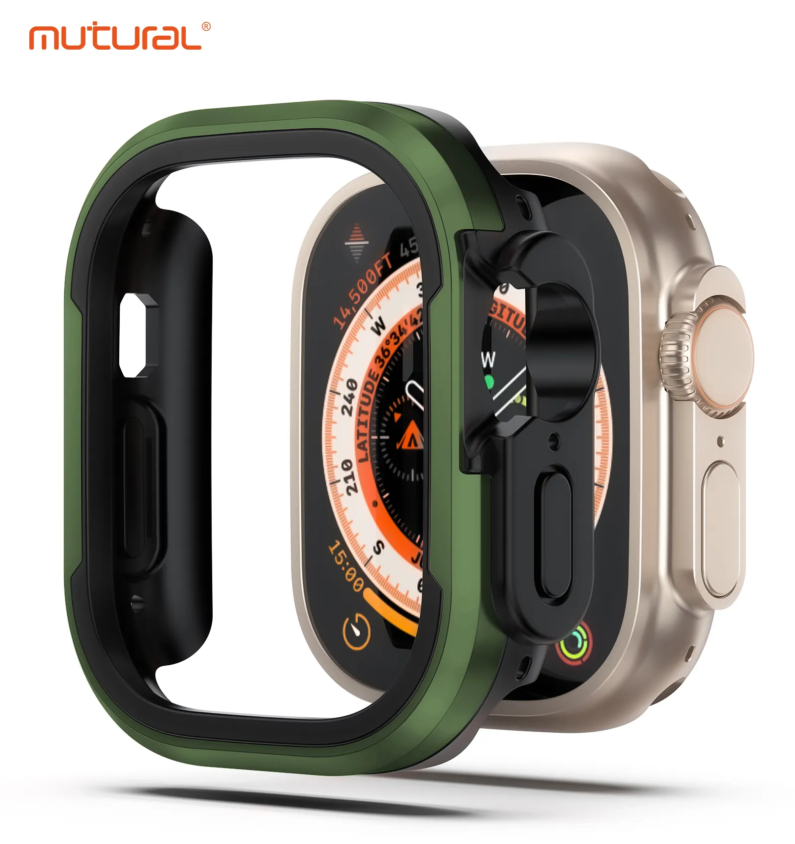 Mutural Watch Zubehör Hartschale für Apple Watch Serie Luxus 45 mm 49 mm Stoßstange Schutzhülle iWatch Serie