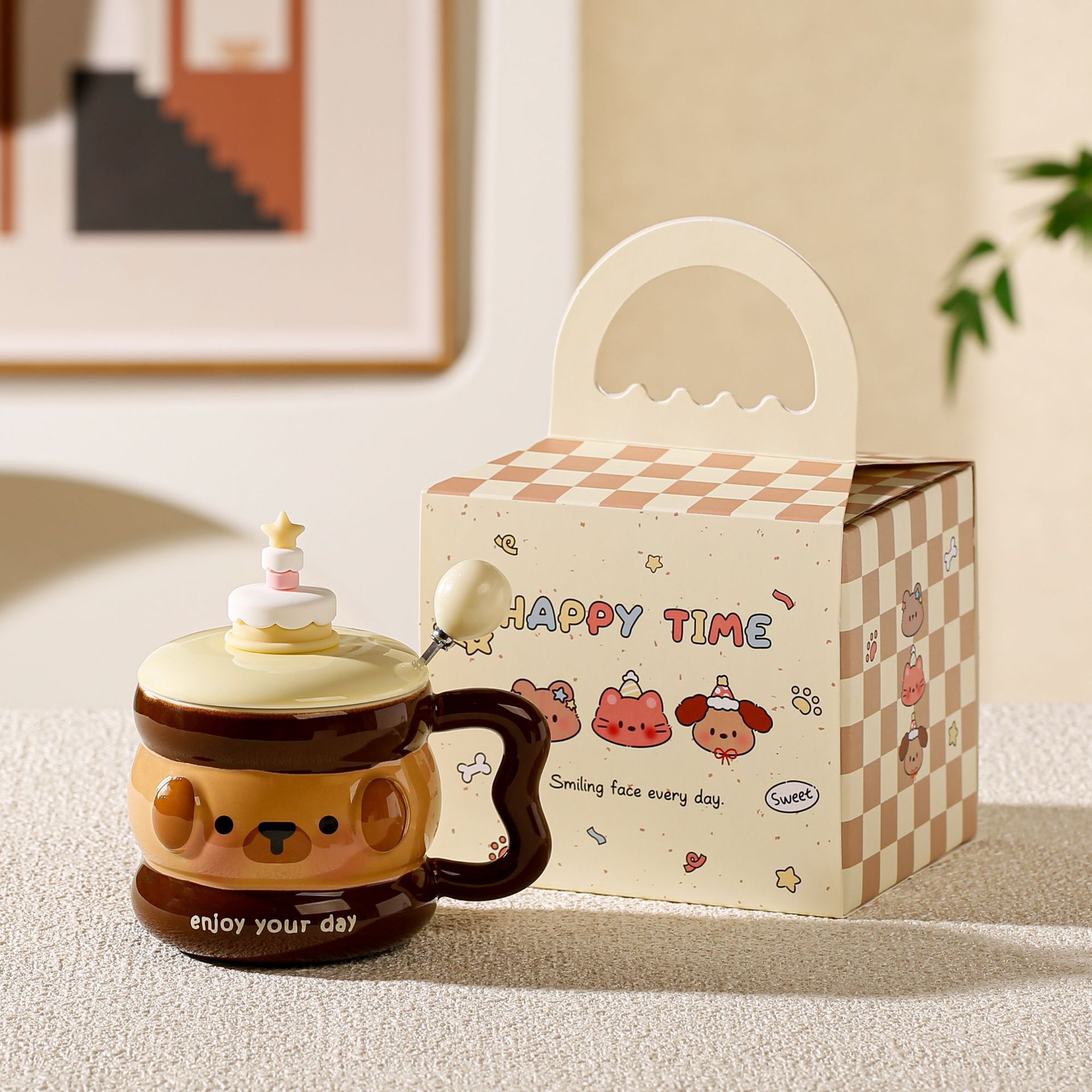 กล่องของขวัญกระเป๋าถือสีน้ำตาล