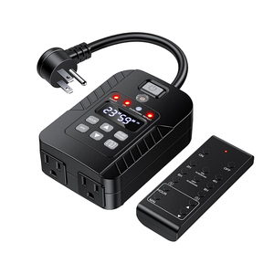 Enchufe de temporizador digital para exteriores de 2 entradas con sensor de luz y sincronización programable (1min-23h59m) -Pantalla LCD Interruptor de alimentación de doble enchufe - Product Image 1