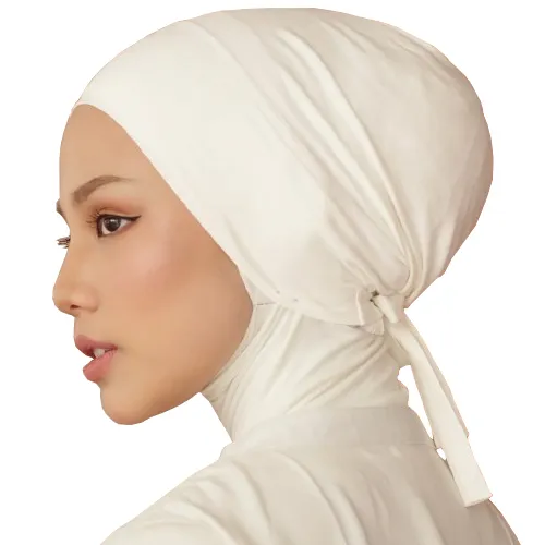 Commercio all'ingrosso Semplice Pianura Nero Sotto Il Cofano Sciarpa Cap Hijab Musulmano Tie Indietro Underscarves Jersey di Cotone Interno Cofano