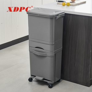 Cubo de basura de plástico de 45 L para cocina, contenedor de basura con cajón de almacenamiento - Product Image 2