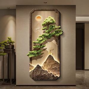 アールデコ様式高級発光クリスタル磁器LEDライト絵画静物壁アート室内装飾用カスタマイズ