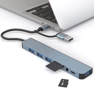 8พอร์ต8อิน1 USB 3.0 Type C ไปยัง USB 2.0 3.5มม. ตัวอ่านการ์ด SD/TF 8-in-1ตัวแปลงอะแดปเตอร์ตัวแปลง USB ฮับ Docking Station - Product Image 3