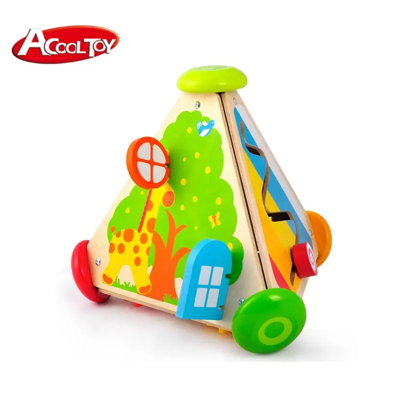 木製音楽おもちゃアクティビティトライアングルキューブ赤ちゃんのおもちゃ音楽運動オルゴール