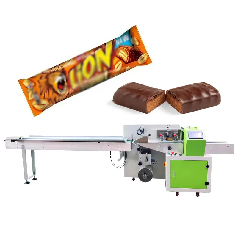 Horizontal biscoito cracker fluxo envolvimento embalagem máquina fabricantes chocolate bar embalagem máquina