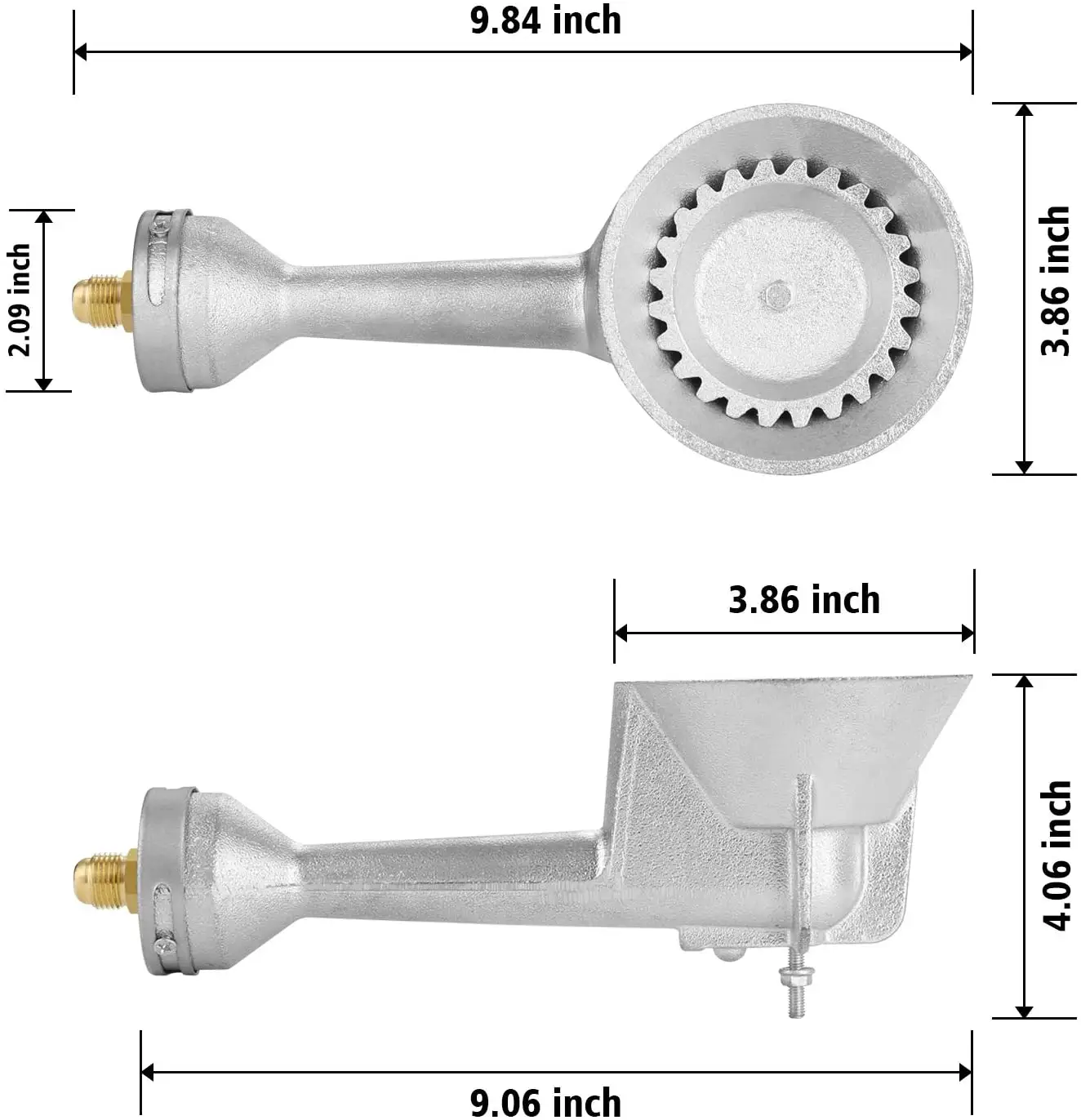 Cabeza de quemador redondo de hierro fundido de alta presión, cabeza de quemador de propano con regulador de propano de alta presión ajustable de 4 pies y 20 PSI con H