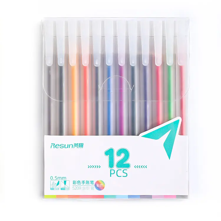 Ensemble de stylos à aiguilles en forme de tube, 12 couleurs, boîte de stylo gel multicolore, rétro, simple, créatif