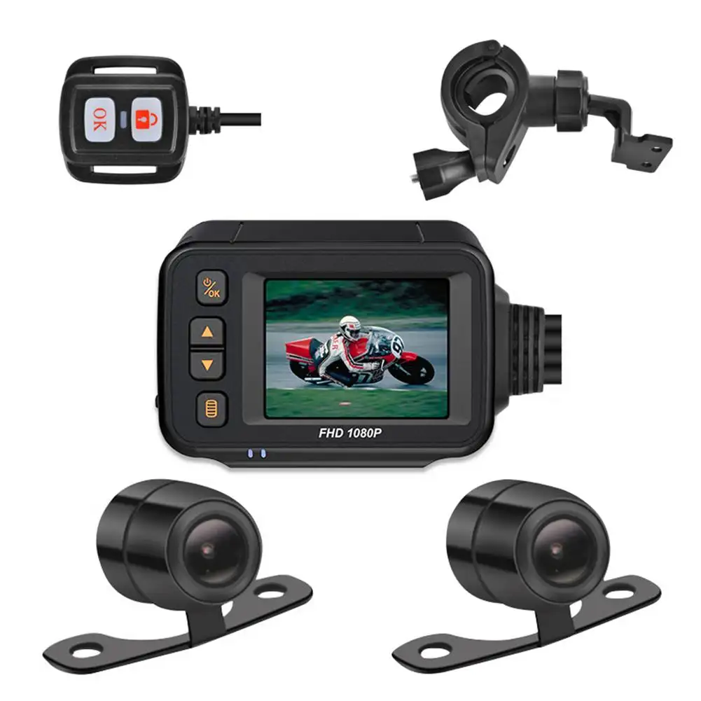 กล้องติดหน้ารถมอเตอร์ไซค์2021 P Full HD,กล้องมองหลังกันน้ำเลนส์คู่สำหรับขับรถกล่องบันทึก GPS สินค้าใหม่ปี1080