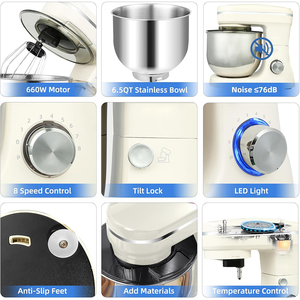 Bếp trong Máy trộn đứng, máy trộn thức ăn điện nhỏ, máy trộn bếp để sử dụng hàng ngày với Máy đánh trứng, móc bột, Máy đánh phẳng - Product Image 5