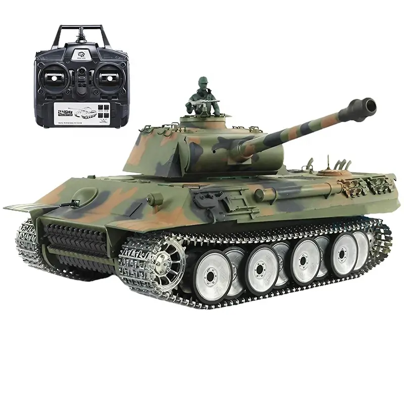 Heng uzun 3819-1 alman panter 1/16 2.4G kızılötesi IR savaş BB Airsoft duman işıkları ses çelik Metal paletli RC tankı modeli oyuncak