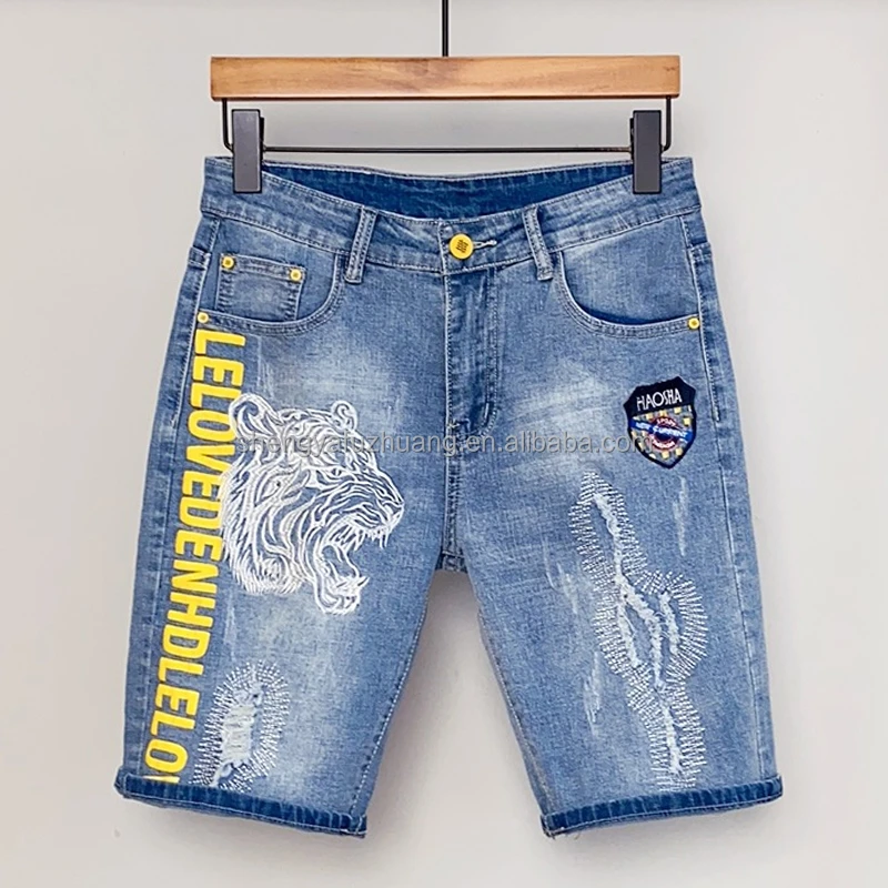 2022 boys' printed shorts factory wholesale summer men's jeans and shorts