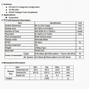 8.8 אינץ 1920x480 tft <span class=keywords><strong>lcd</strong></span> מודול מסך עם נהג HD-MI עבור תצוגות רכב 16.7 מ 'צבעים - Product Image 6