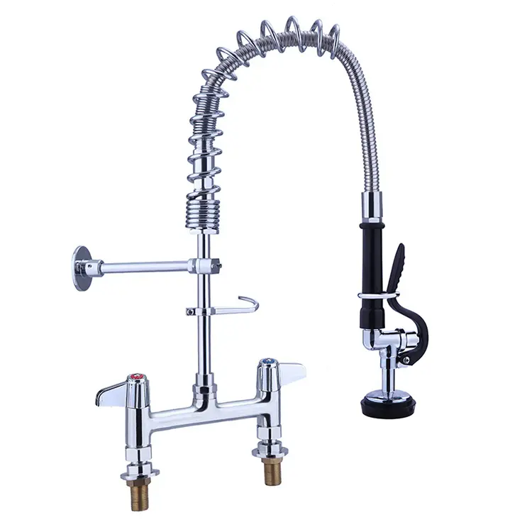 Grifo de agua cromado clásico Manguera extensible Grifo de cocina de preenjuague Eq de una sola cabeza con rociador