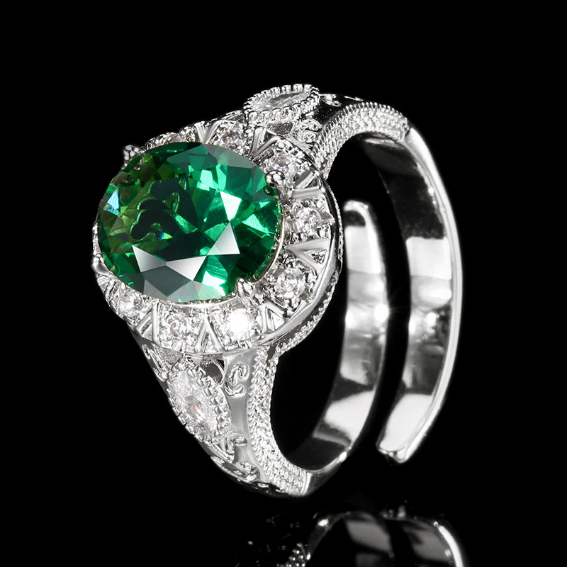 adjustable size Platinum green nano ring