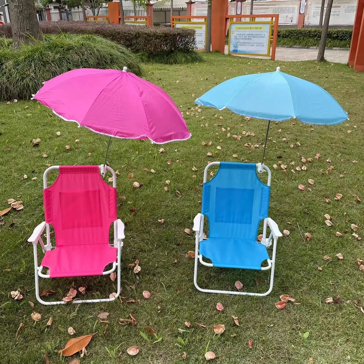 2024 Children's Beach Chair with Parasol Camping Metal Steel Modern Outdoor Stainless Steel 210D Oxford Fabric Moon Chair