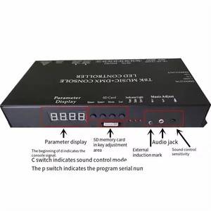 T8K Музыка + DMX консоль программируемый адресуемый SPI светодиодный контроллер WS2811 WS2812B WS2811 SK6812 RGBW Светодиодная лента - Product Image 4