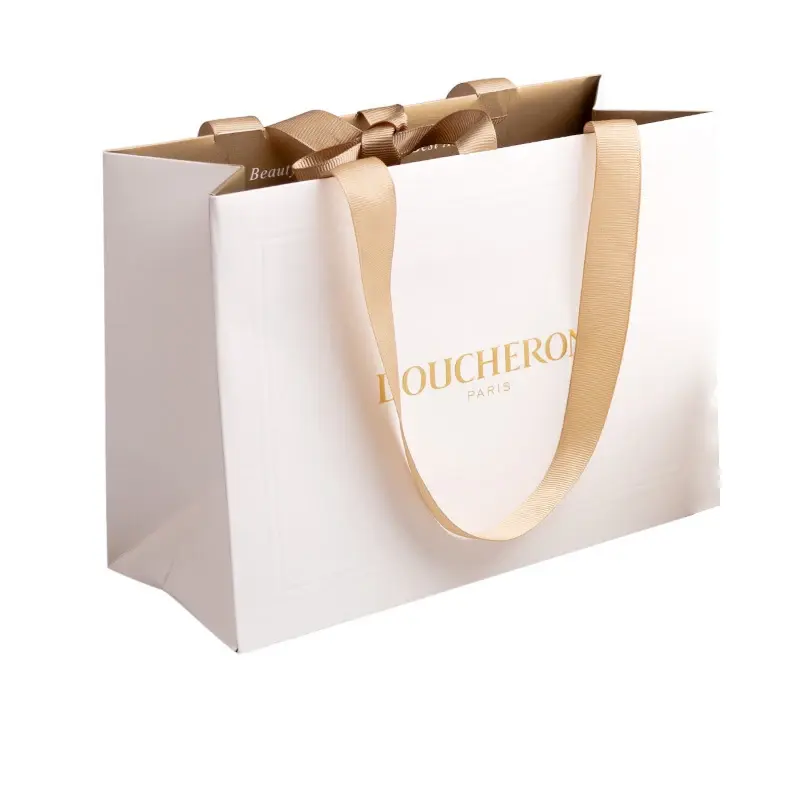 Lujo logotipo personalizado estampado en oro impreso Rosa regalo bolsas de papel con logotipos