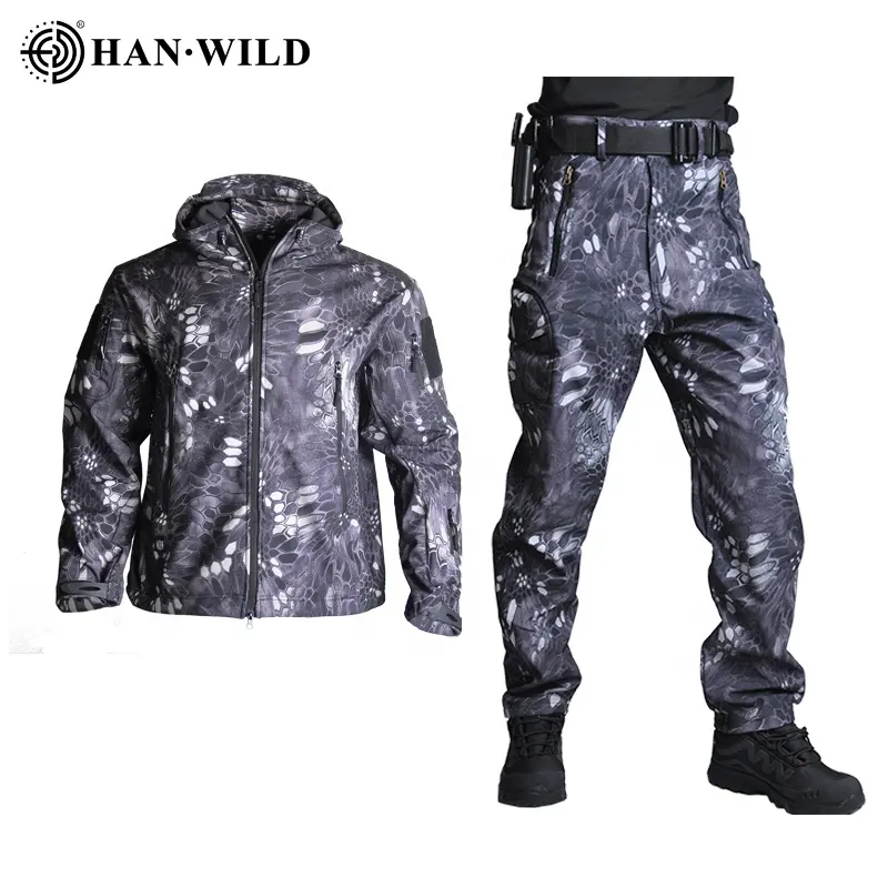 HAN WILD TAD – veste tactique pour homme, veste à coque souple, imperméable, Camouflage, peau de requin, manteaux + pantalon