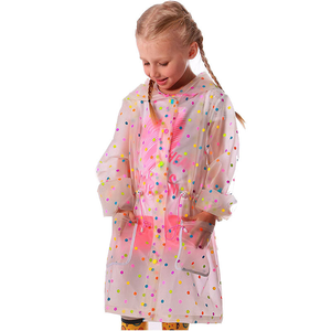 Kids <strong>Rain</strong> Jacket Lovely Dot Pattern TPU Transparent Adjustable <strong>Rain</strong> Poncho Long Hood Zipper Waterproof Rainy - Product Image 2