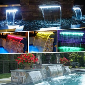 Açık dekoratif şelale perde ışık Abs yüzme havuzu iniş duvar şelale çeşme ile Led ışık - Product Image 3