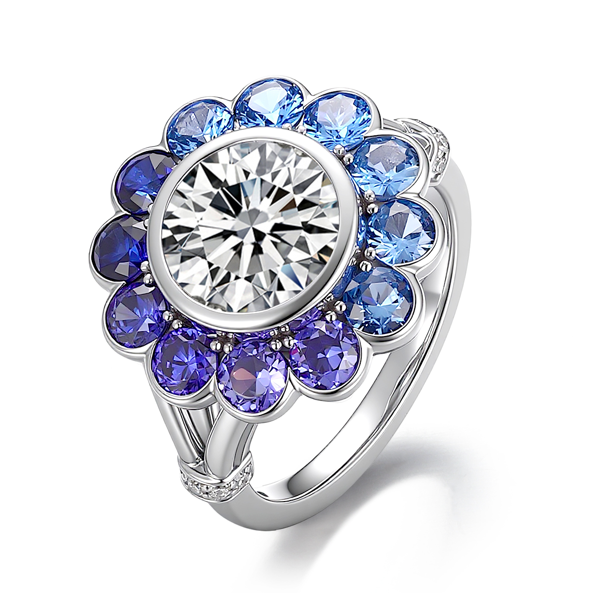 Bague en or massif 18 carats avec diamant de laboratoire